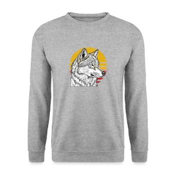 WOLF SUN - Unisex Sweatshirt - salt & pepper - Front - Alina (178cm) & Michal (187cm)