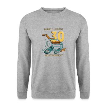 GEHHILFE SCHNELL...SCHNELL 30 BEREITS ERREICHT - Unisex Pullover - Weißgrau meliert - Vorne - Alina (178cm) & Michal (187cm)