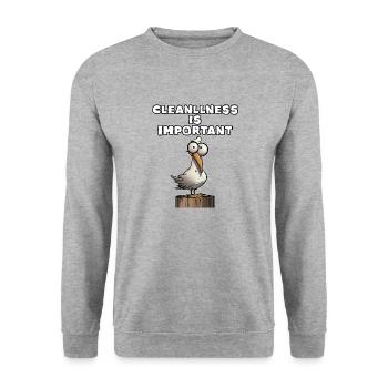 La propreté est importante - Sweat-shirt Unisexe - gris chiné - Devant - Alina (178cm) & Michal (187cm)