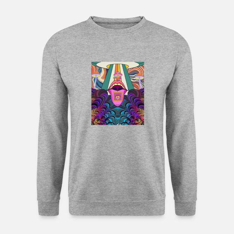 Psychedelic Rave Design - Unisex Pullover - Weißgrau meliert