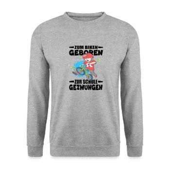 Né pour faire du vélo, forcé d’aller à l’école - Sweat-shirt Unisexe - gris chiné - Devant - Alina (178cm) & Michal (187cm)