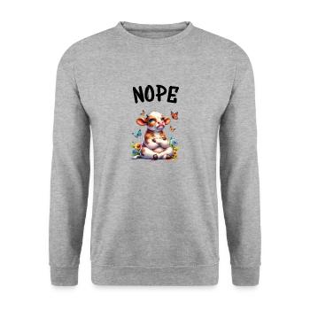 Cow Saying Nope for Boys and Girls - Unisex Sweatshirt - salt & pepper - Front - Alina (178cm) & Michal (187cm)