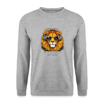 IN A SEA OF CATS BE A LION - Unisex Sweatshirt - salt & pepper - Front - Alina (178cm) & Michal (187cm)