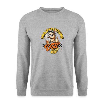 Projektleitung vollsuff Bier Saufen - Unisex Pullover - Weißgrau meliert - Vorne - Alina (178cm) & Michal (187cm)