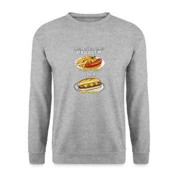 MY PROBLEM: CURRYWURST OR BRATWURST - Unisex Sweatshirt - salt & pepper - Front - Alina (178cm) & Michal (187cm)