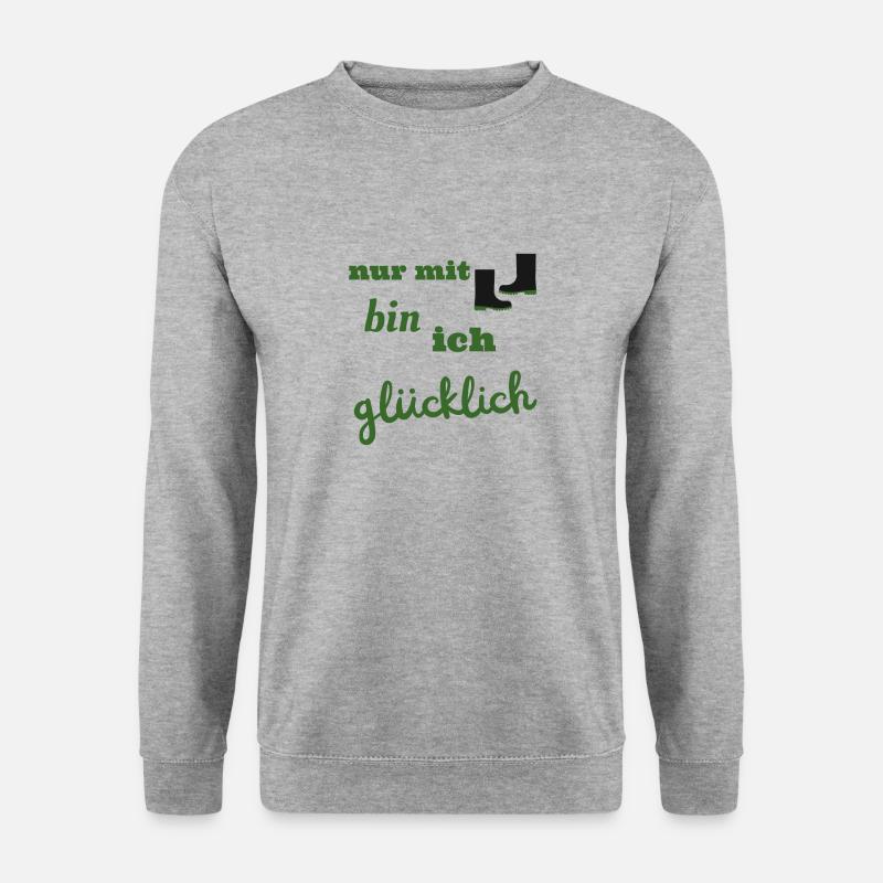 Gummistiefel Outdoor Draußen Garten und Feld Motiv - Unisex Pullover - Weißgrau meliert