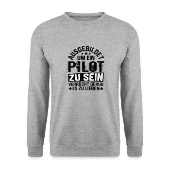 Pilot Airplane Pilots Flying Aviator Flying - Unisex Sweatshirt - salt & pepper - Front - Alina (178cm) & Michal (187cm)