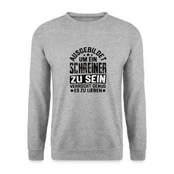 Schreiner Holzarbeiter Schreinerei Holz Handwerk - Unisex Pullover - Weißgrau meliert - Vorne - Alina (178cm) & Michal (187cm)