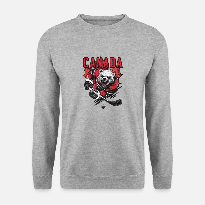 Kanada - Eisbär Eishockey - Unisex Pullover - Weißgrau meliert