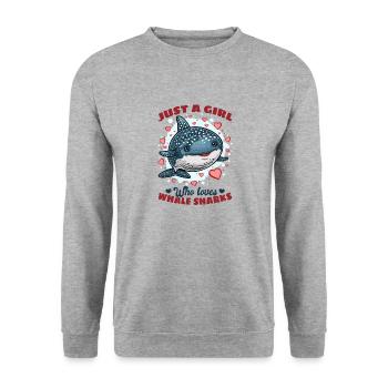 Funny Whale Shark Animal Just A Girl Who Loves - Unisex Pullover - Weißgrau meliert - Vorne - Alina (178cm) & Michal (187cm)