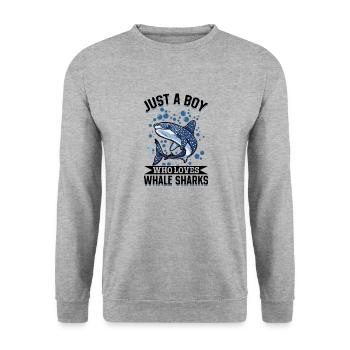 Funny Whale Shark Animal Just A Boy Who Loves - Unisex Pullover - Weißgrau meliert - Vorne - Alina (178cm) & Michal (187cm)