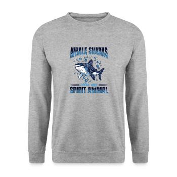Funny Animal Whale Sharks are my spirit animal - Unisex Pullover - Weißgrau meliert - Vorne - Alina (178cm) & Michal (187cm)