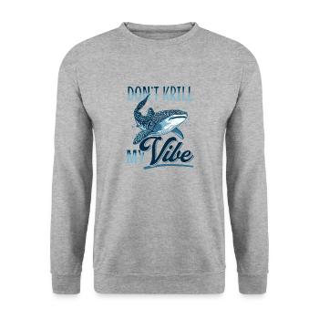 Funny Whale Shark Animal Don't Krill My Vibe - Unisex Pullover - Weißgrau meliert - Vorne - Alina (178cm) & Michal (187cm)