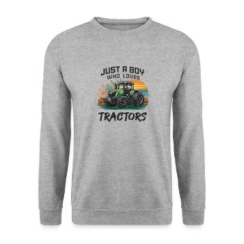 Nur ein Junge, der Traktoren liebt - Unisex Pullover - Weißgrau meliert - Vorne - Alina (178cm) & Michal (187cm)