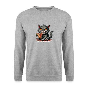 Nasty Cat Pizza Horror Sour Mad - Unisex Sweatshirt - salt & pepper - Front - Alina (178cm) & Michal (187cm)