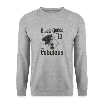 This Black Queen Makes 13 Looks Fabulous - 13th - Unisex Sweatshirt - salt & pepper - Front - Alina (178cm) & Michal (187cm)