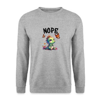 Dinosaur Saying Nope for Boys and Girls - Unisex Sweatshirt - salt & pepper - Front - Alina (178cm) & Michal (187cm)