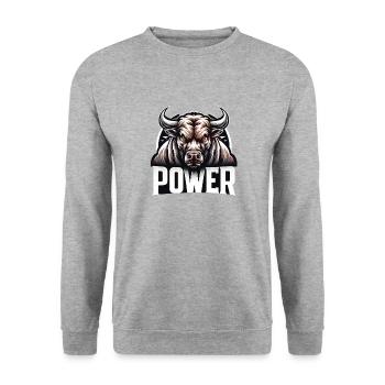 Power Bull - Unisex Pullover - Weißgrau meliert - Vorne - Alina (178cm) & Michal (187cm)