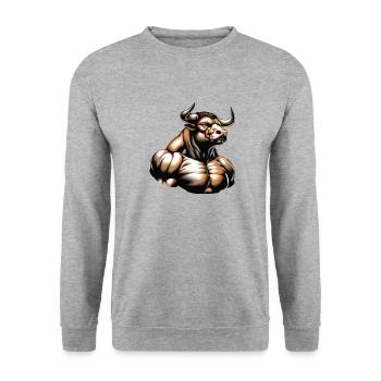 Mighty Bull - Unisex Pullover - Weißgrau meliert - Vorne - Alina (178cm) & Michal (187cm)