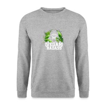 Badass végétalien - Sweat-shirt Unisexe - gris chiné - Devant - Alina (178cm) & Michal (187cm)