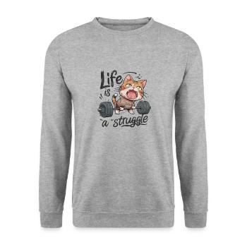 LIFE IS A STRUGGLE - Unisex Sweatshirt - salt & pepper - Front - Alina (178cm) & Michal (187cm)