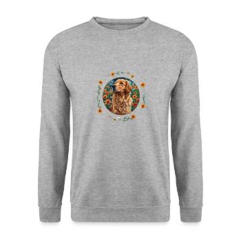 Golden Retriever Dog Motif Cute Flowers - Unisex Sweatshirt - salt & pepper - Front - Alina (178cm) & Michal (187cm)