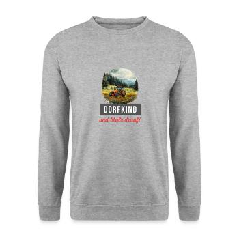 Dorfkind Traktor Landwirtschaft Dorf Landwirt - Unisex Pullover - Weißgrau meliert - Vorne - Alina (178cm) & Michal (187cm)