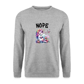 Licorne disant non Garçon et fille Créature mythique - Sweat-shirt Unisexe - gris chiné - Devant - Alina (178cm) & Michal (187cm)