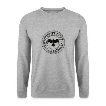 Symboles nordiques avec des corbeaux - Sweat-shirt Unisexe - gris chiné - Devant - Alina (178cm) & Michal (187cm)
