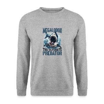 Shark Animal Megalodon The Ultimate Predator - Unisex Pullover - Weißgrau meliert - Vorne - Alina (178cm) & Michal (187cm)