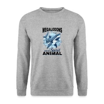 Shark Animal Megalodons are my spirit animal - Unisex Sweatshirt - salt & pepper - Front - Alina (178cm) & Michal (187cm)