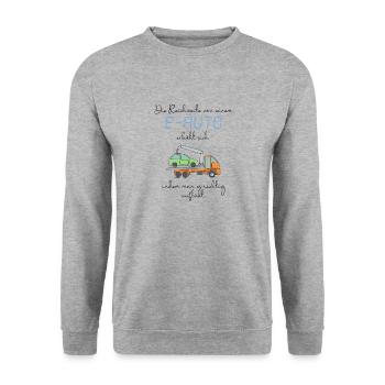 Anti E-Auto - Unisex Pullover - Weißgrau meliert - Vorne - Alina (178cm) & Michal (187cm)