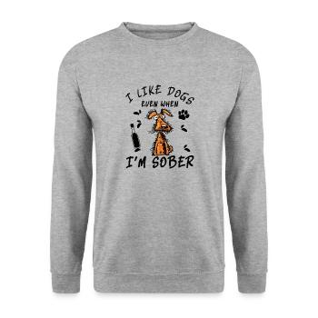 Hunde Sprüche - Unisex Pullover - Weißgrau meliert - Vorne - Alina (178cm) & Michal (187cm)