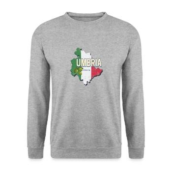 Carte murale de la région de l’Ombrie en Italie Souvenir vintage - Sweat-shirt Unisexe - gris chiné - Devant - Alina (178cm) & Michal (187cm)