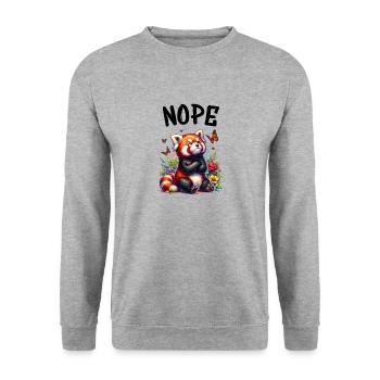 Panda roux Drôle Dicton Non, Renard de Feu - Sweat-shirt Unisexe - gris chiné - Devant - Alina (178cm) & Michal (187cm)