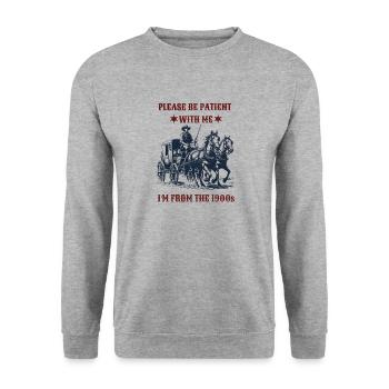 Please be Patient with me - 1900s - Unisex Pullover - Weißgrau meliert - Vorne - Alina (178cm) & Michal (187cm)