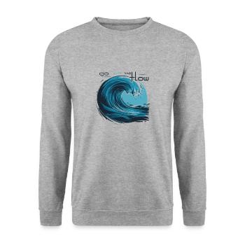 VAGUE. OCÉAN. SUIVEZ LE COURANT - Sweat-shirt Unisexe - gris chiné - Devant - Alina (178cm) & Michal (187cm)
