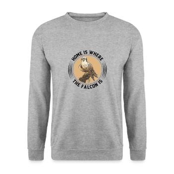 Dicton de Faucon Fauconnier - Sweat-shirt Unisexe - gris chiné - Devant - Alina (178cm) & Michal (187cm)