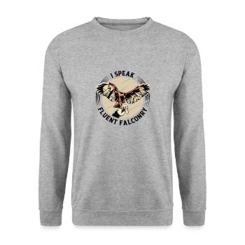 Dicton de Faucon Fauconnier - Sweat-shirt Unisexe - gris chiné - Devant - Alina (178cm) & Michal (187cm)