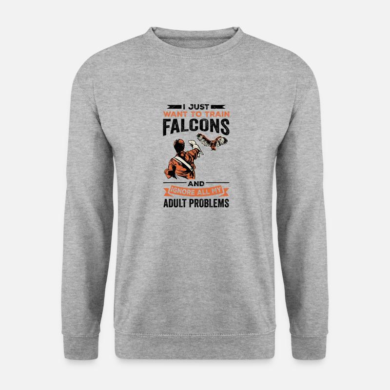 Falke Falkner Spruch - Unisex Pullover - Weißgrau meliert