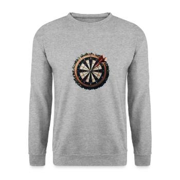 DARTBOARD WITH DARTS IN IT - Unisex Sweatshirt - salt & pepper - Front - Alina (178cm) & Michal (187cm)