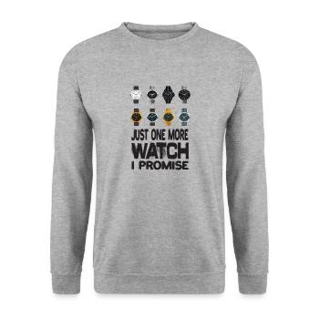 Just One More Watch I Promise Uhr Armanbanduhren - Unisex Pullover - Weißgrau meliert - Vorne - Alina (178cm) & Michal (187cm)