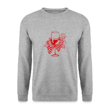 Wine Glass Grapes Wine - Unisex Sweatshirt - salt & pepper - Front - Alina (178cm) & Michal (187cm)