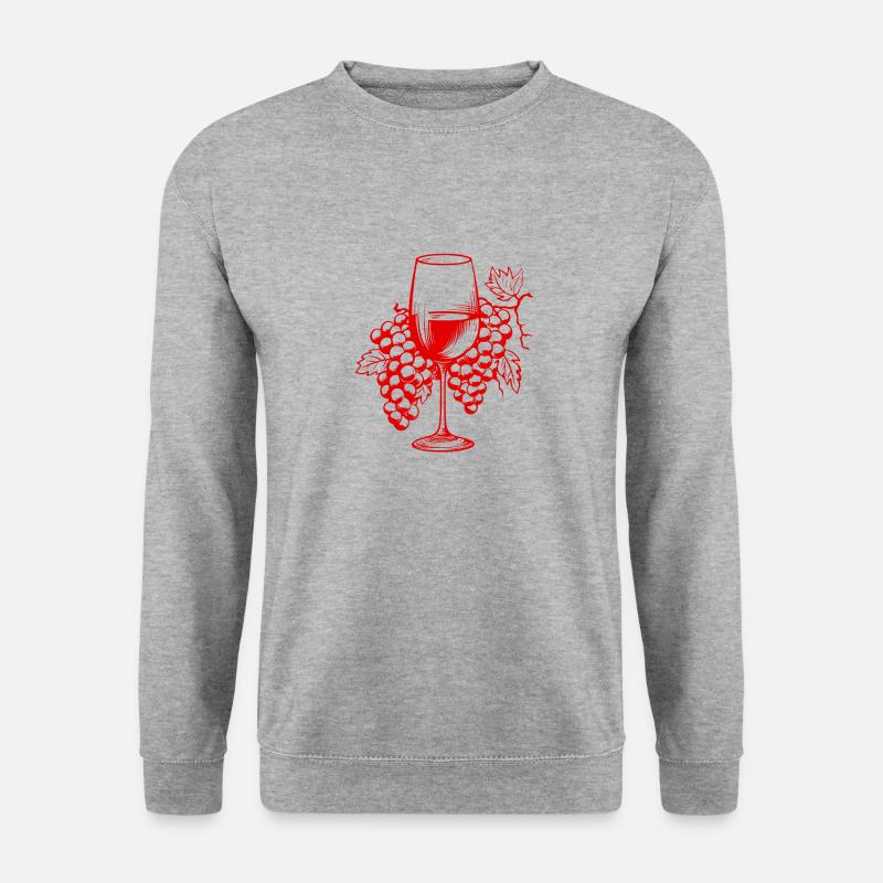Weinglas Trauben Wein - Unisex Pullover - Weißgrau meliert