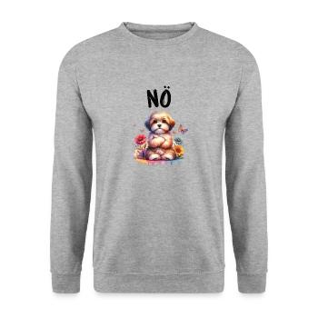 Drôle de dicton havanais non pour les amoureux des chiens - Sweat-shirt Unisexe - gris chiné - Devant - Alina (178cm) & Michal (187cm)