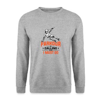Funny parkour saying - Unisex Sweatshirt - salt & pepper - Front - Alina (178cm) & Michal (187cm)