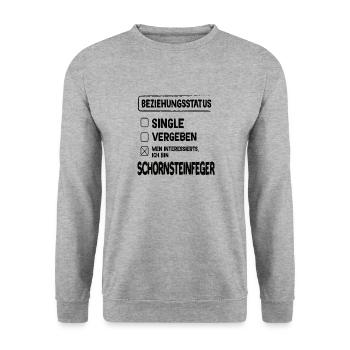 Schornsteinfeger Beziehungsstatus Kaminfeger - Unisex Pullover - Weißgrau meliert - Vorne - Alina (178cm) & Michal (187cm)