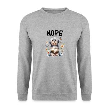 Drôle de dicton havanais non pour les amoureux des chiens - Sweat-shirt Unisexe - gris chiné - Devant - Alina (178cm) & Michal (187cm)