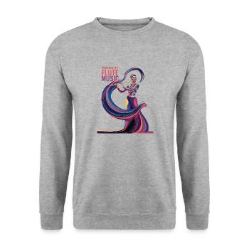 Unterstützt von Flute Music - Unisex Pullover - Weißgrau meliert - Vorne - Alina (178cm) & Michal (187cm)