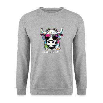 VACHE FRAÎCHE - Sweat-shirt Unisexe - gris chiné - Devant - Alina (178cm) & Michal (187cm)
